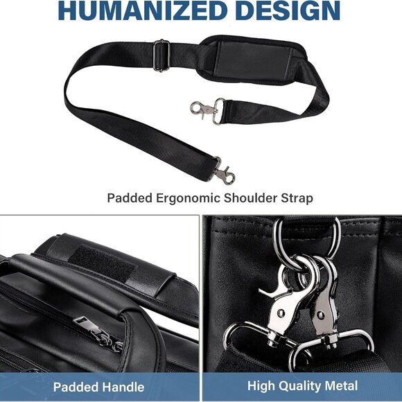 Leather Laptop Bag, Men's 15.6 Inche 17.3 Inche Messenger Briefcase Business - Picture 6 of 6